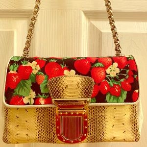 Dolce & gabbana rare strawberry purse fabric/snake